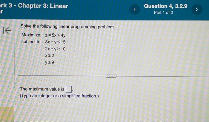 Solved Solve the following linear programming problem. | Chegg.com