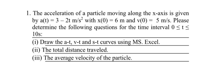 Solved 1. The acceleration of a particle moving along the | Chegg.com