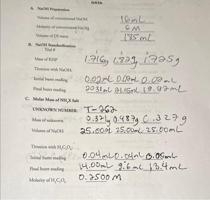 B. Naoh Standardization Thial \# Mass Of Khp 