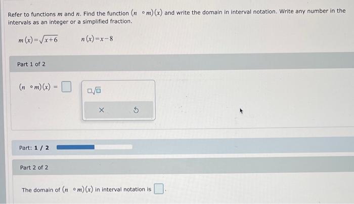 Solved Refer to functions m and n. Find the function (nom) | Chegg.com