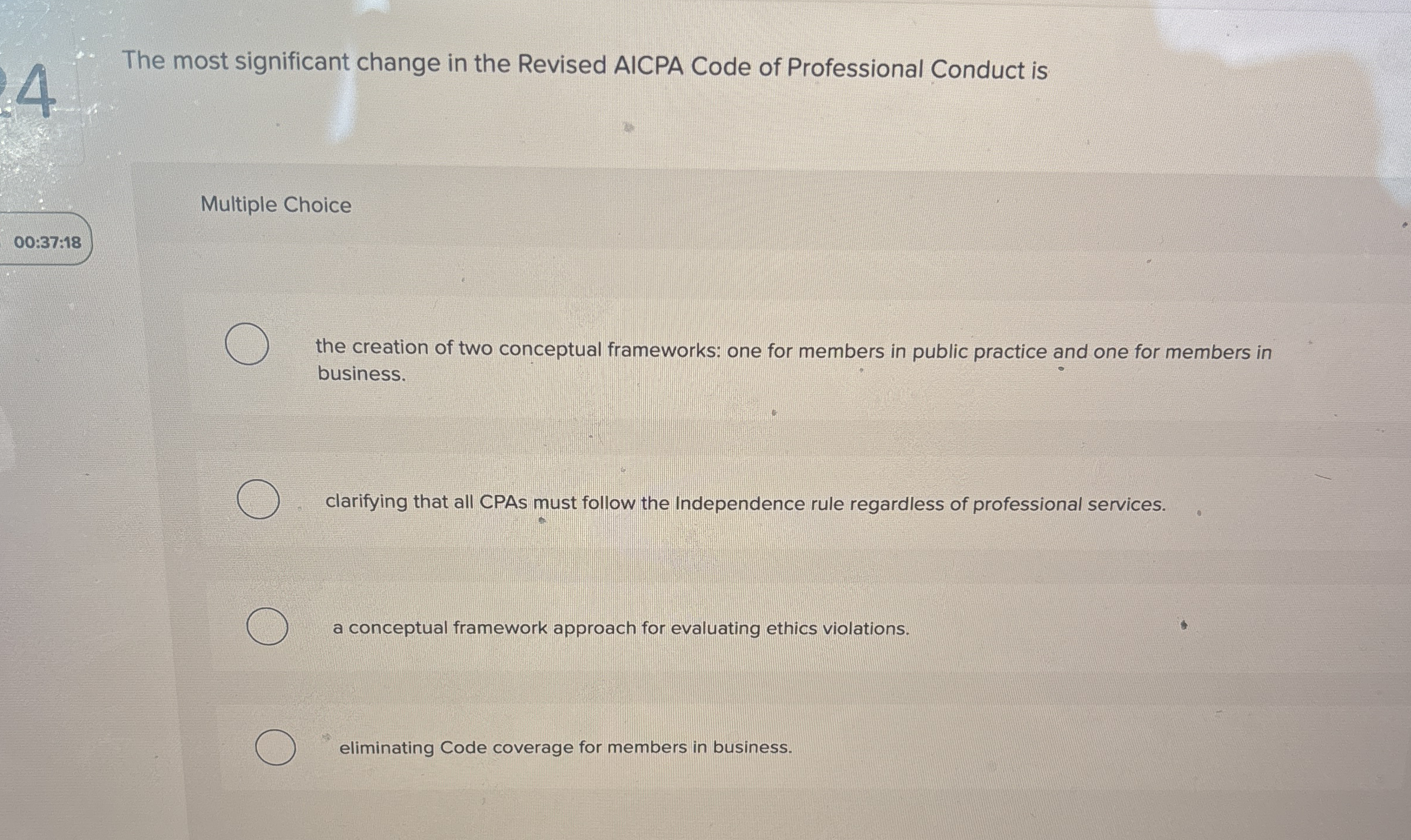 Solved The Most Significant Change In The Revised AICPA Code | Chegg.com