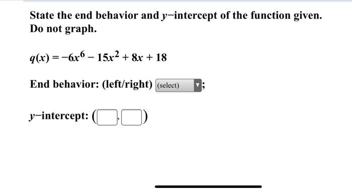 Solved State the end behavior and y-intercept of the | Chegg.com