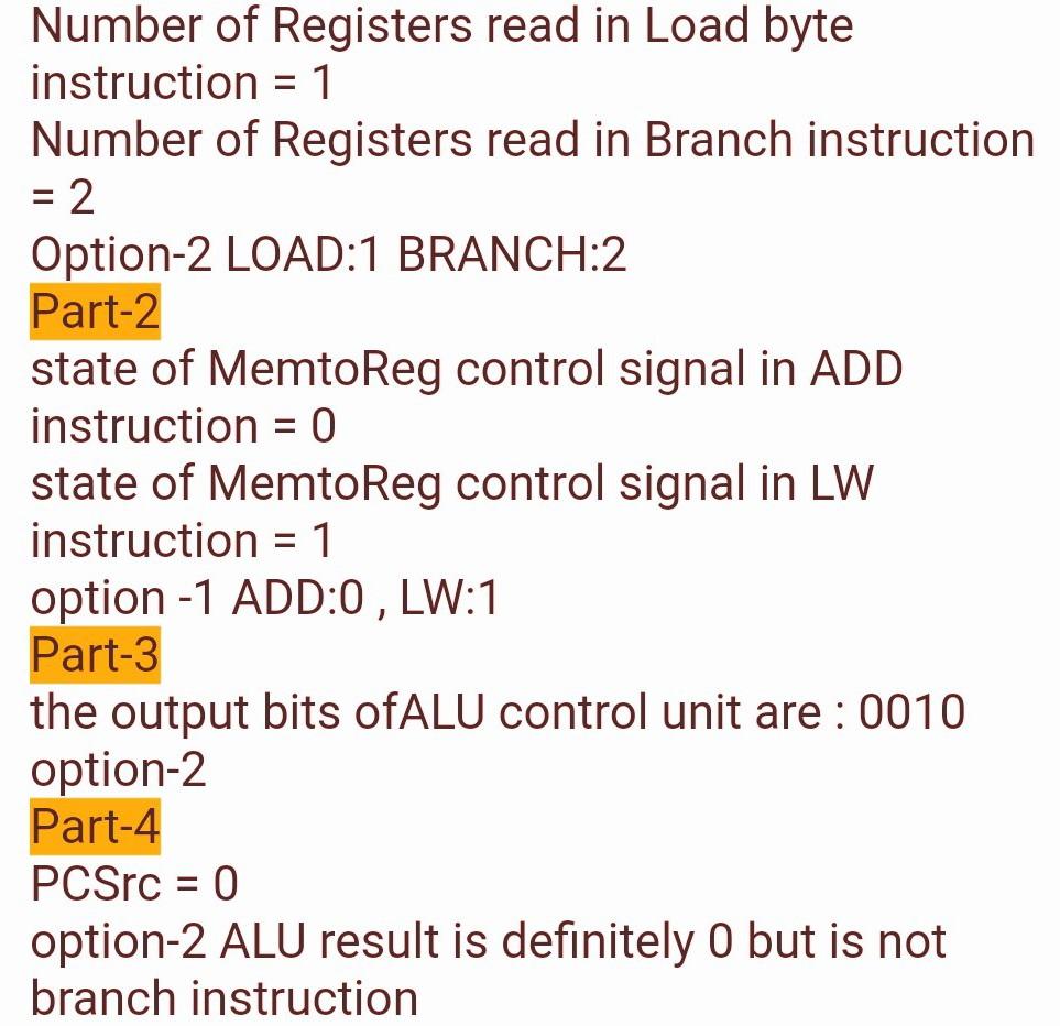 = Number of Registers read in Load byte instruction = | Chegg.com