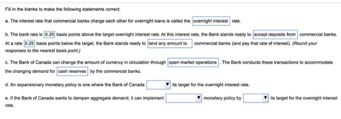 Fill In The Blanks To Make The Following Statements Chegg Com