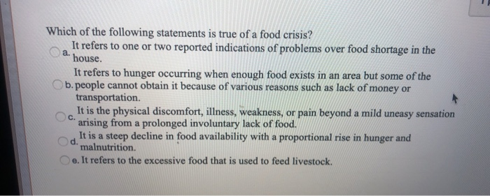 Solved Which of the following statements is true of a food | Chegg.com