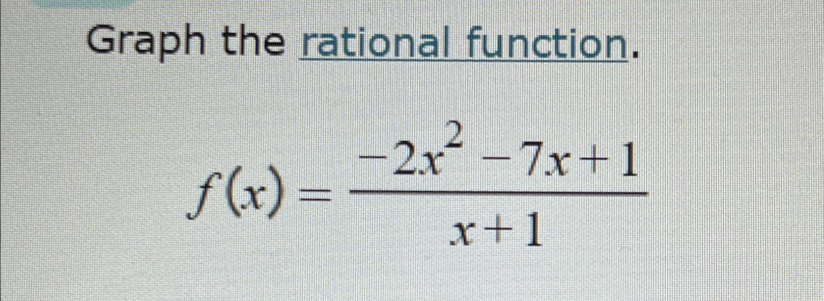 Solved Graph The Rational Function F X 2x2 7x 1x 1 ﻿start