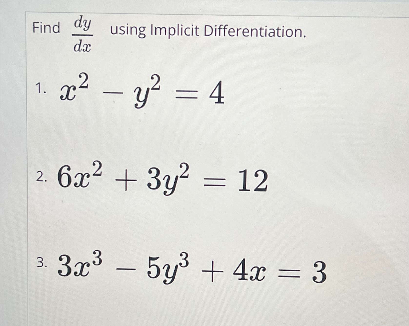 Solved Find Dydx ﻿using Implicit 8374