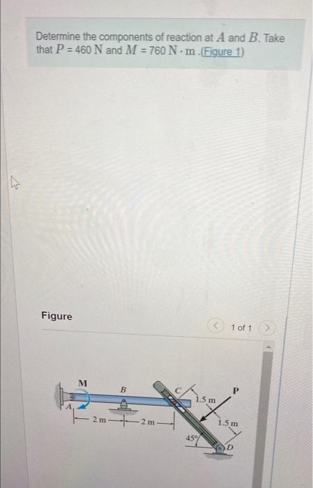 Solved Determine The Components Of Reaction At A And B. Take | Chegg.com