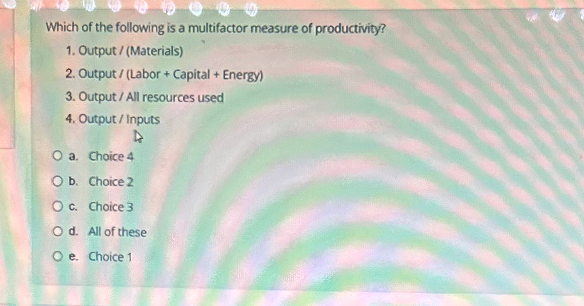 Solved Which of the following is a multifactor measure of | Chegg.com