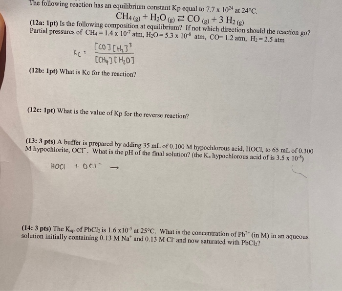 Solved The following reaction has an equilibrium constant Kp | Chegg.com