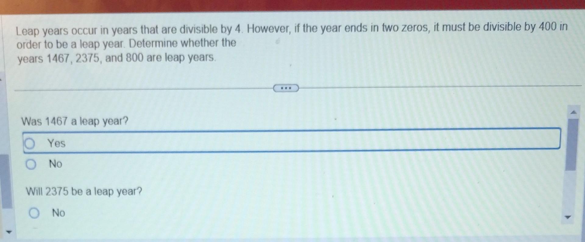 solved-leap-years-occur-in-years-that-are-divisible-by-4-chegg