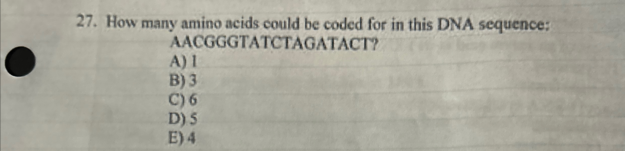 Solved How many amino acids could be coded for in this DNA | Chegg.com