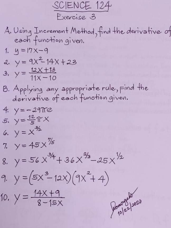Solved 3. Ya 2. y=9x214x +23 12x +13 11X-10 B. Applying | Chegg.com