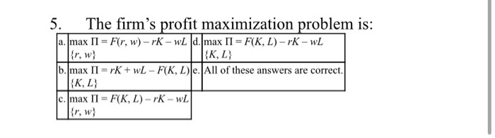 Solved 5. The Firm's Profit Maximization Problem Is: A. Max | Chegg.com