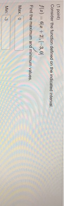 Solved (1 point) Consider the function defined on the | Chegg.com