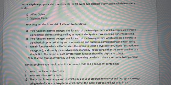 Solved Write a Python program which implements the following | Chegg.com