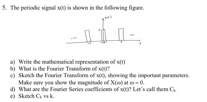 Solved 5 The Periodic Signal X T Is Shown In The Following