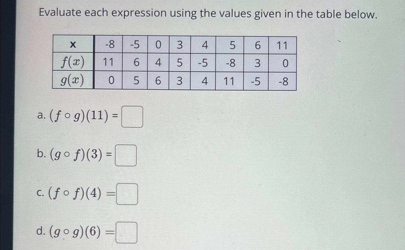 Solved Evaluate each expression using the values given in | Chegg.com