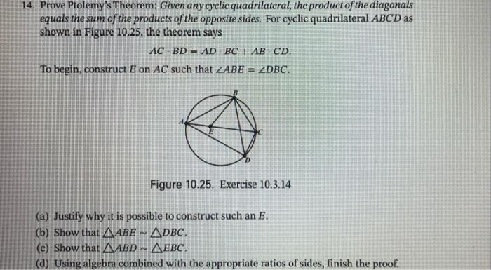 Solved 14. Prove Ptolemy's Theorem: Given any cyclic | Chegg.com