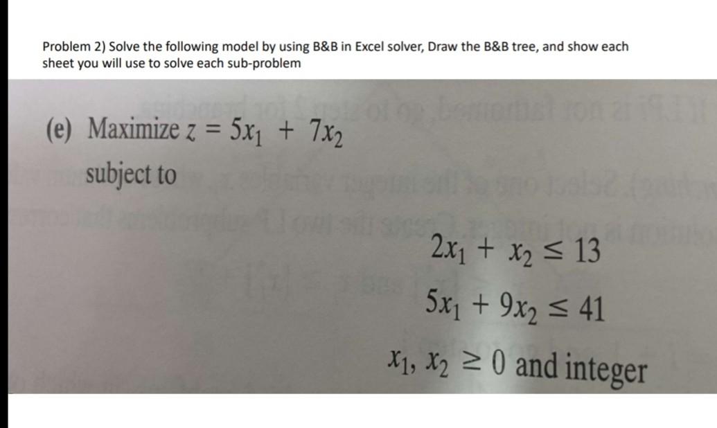 Solved Problem 2) Solve the following model by using B&B in | Chegg.com