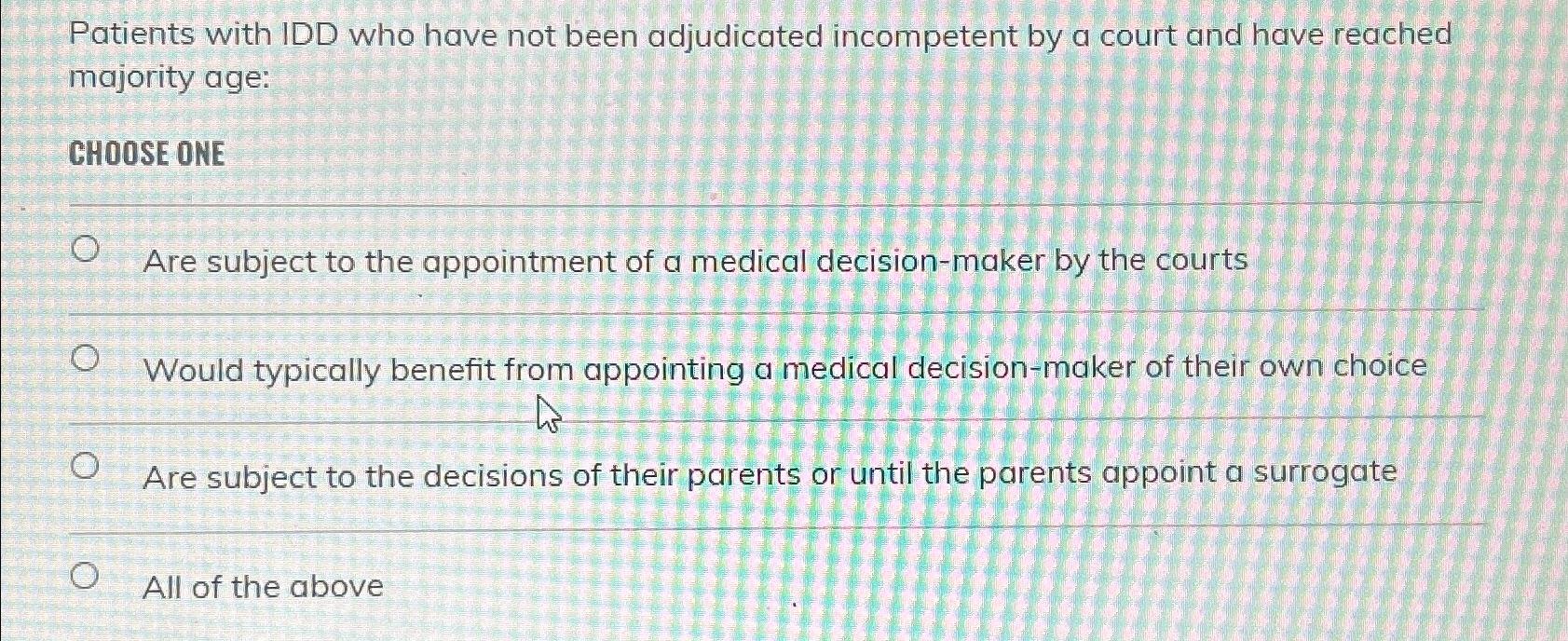 Solved Patients with IDD who have not been adjudicated | Chegg.com