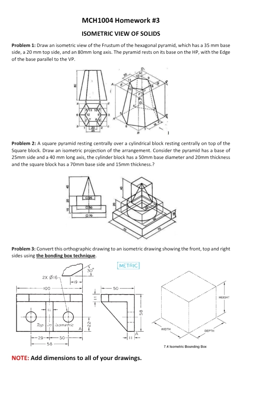 [Solved]: MCH1004 Homework #3 ISOMETRIC VIEW OF SOLIDS Probl