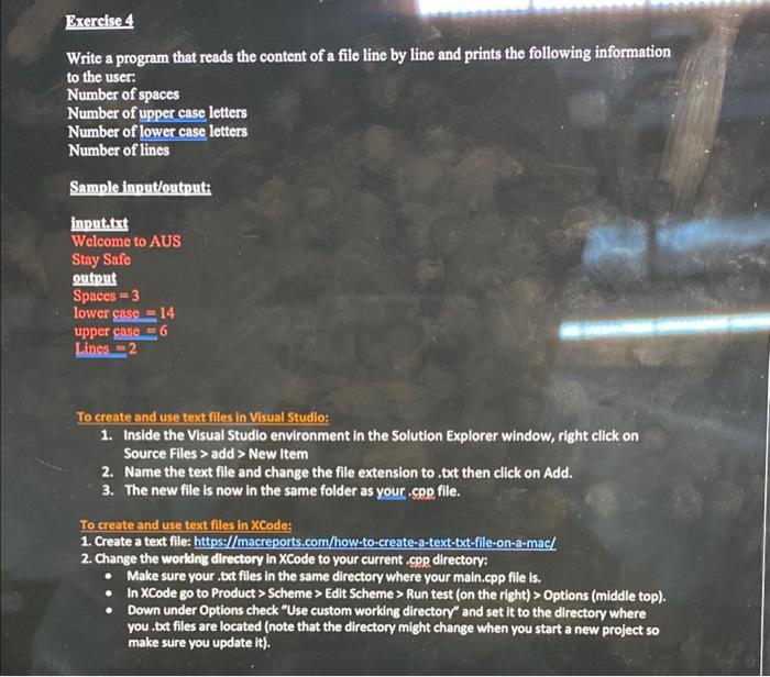 Solved Exercise 4 Write a program that reads the content of | Chegg.com