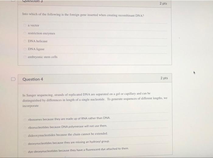 Solved D Question 1 2 pts Which of the following sequences | Chegg.com