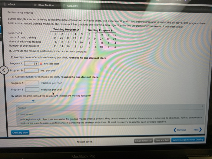 Solved EBook Show Me How Calculator . Performance Metrics | Chegg.com