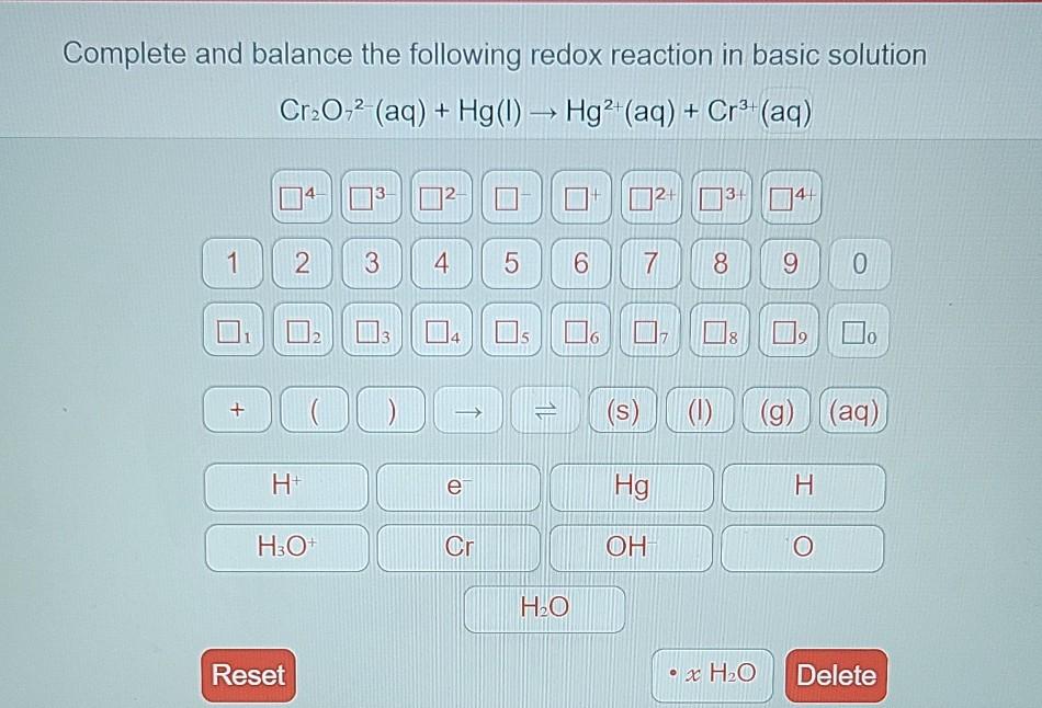 Solved Complete And Balance The Following Redox Reaction In | Chegg.com