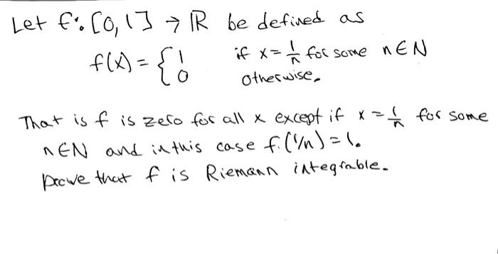 Let Fico 1 R Be Defined As O If X 14 For Some Nen Chegg Com