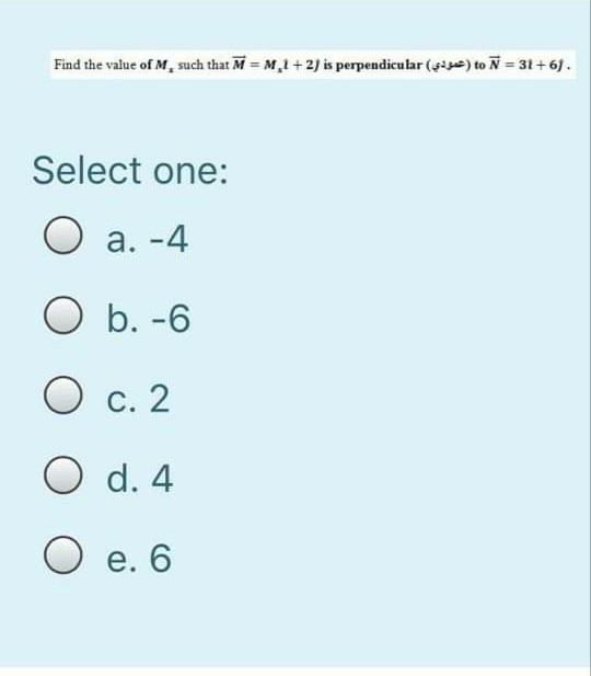 Solved Find The Value Of M Such That M M 1 2 Is Perp Chegg Com