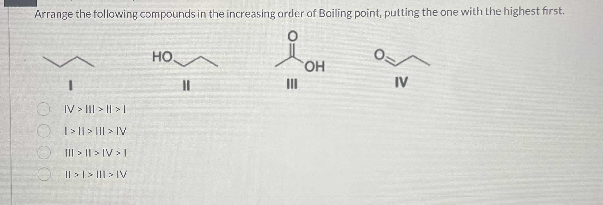 Solved Arrange the following compounds in the increasing | Chegg.com