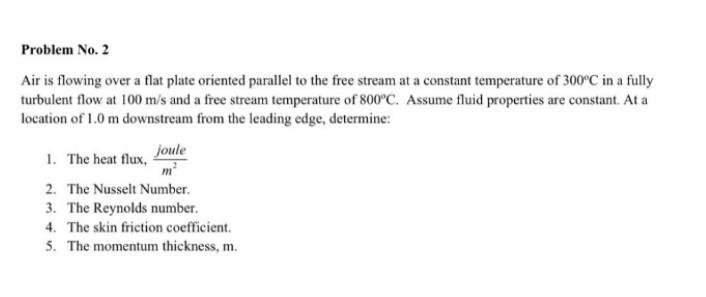 Solved Air is flowing over a flat plate oriented parallel to | Chegg.com