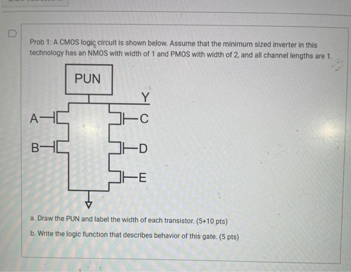 Solved Prob 1: A CMOS logic circuit is shown below. Assume | Chegg.com