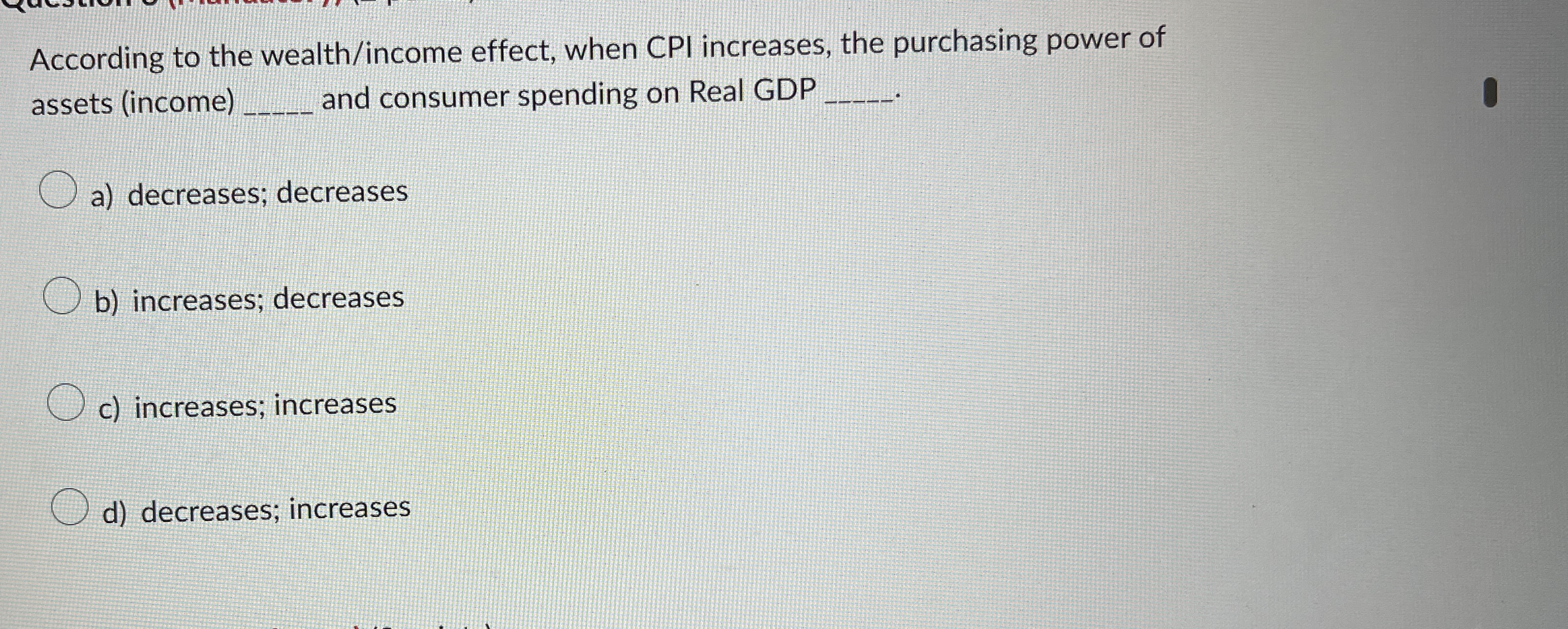 Solved According to the wealth/income effect, when CPI | Chegg.com