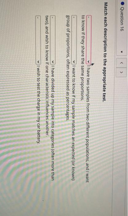 Solved Question 16 > Match each description to the | Chegg.com
