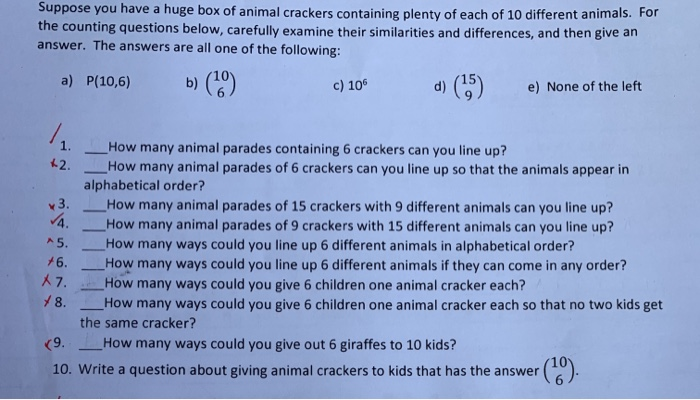 Solved Suppose you have a huge box of animal crackers | Chegg.com