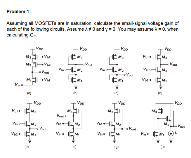 Solved Problem 1Assuming All MOSFETs Are In Saturation, Solved Problem 1Assuming All MOSFETs Are In Saturation,