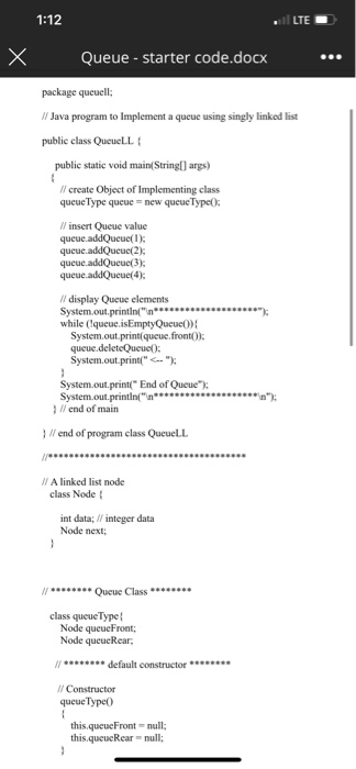Solved Assume the stack and queue classes (the 2 starter | Chegg.com