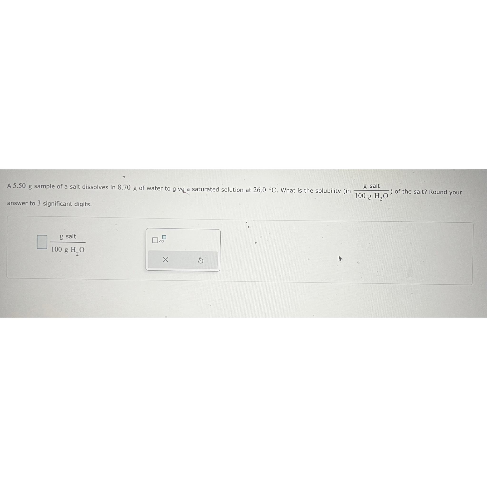 Solved A 5.50g ﻿sample of a salt dissolves in 8.70g ﻿of | Chegg.com