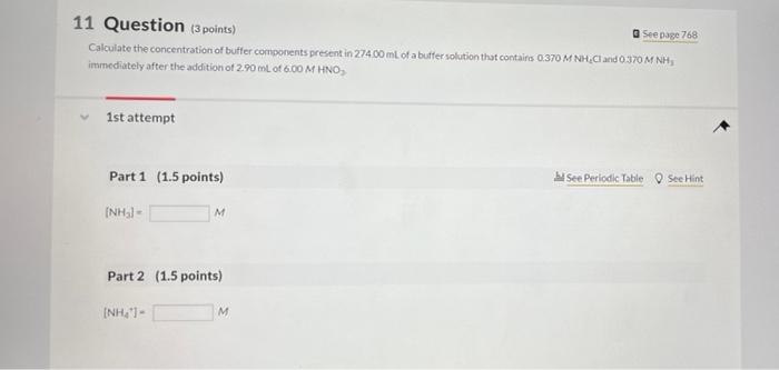 Solved 11 Question 3 points) See page 768 Calculate the | Chegg.com