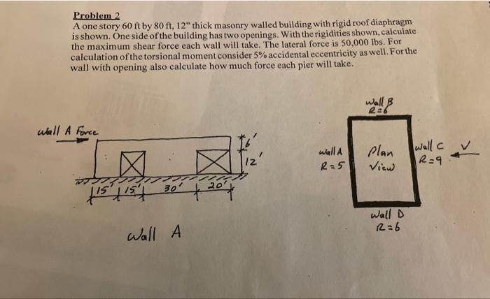 Solved Problem 2 A one story 60ft by 80ft,12 