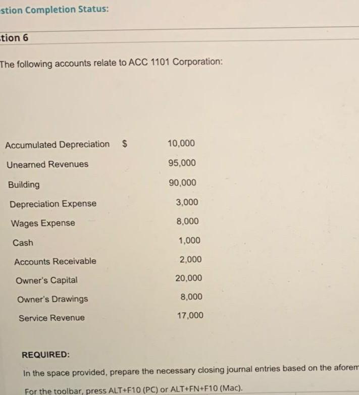 Solved Question 6 The following accounts relate to ACC 1101 | Chegg.com