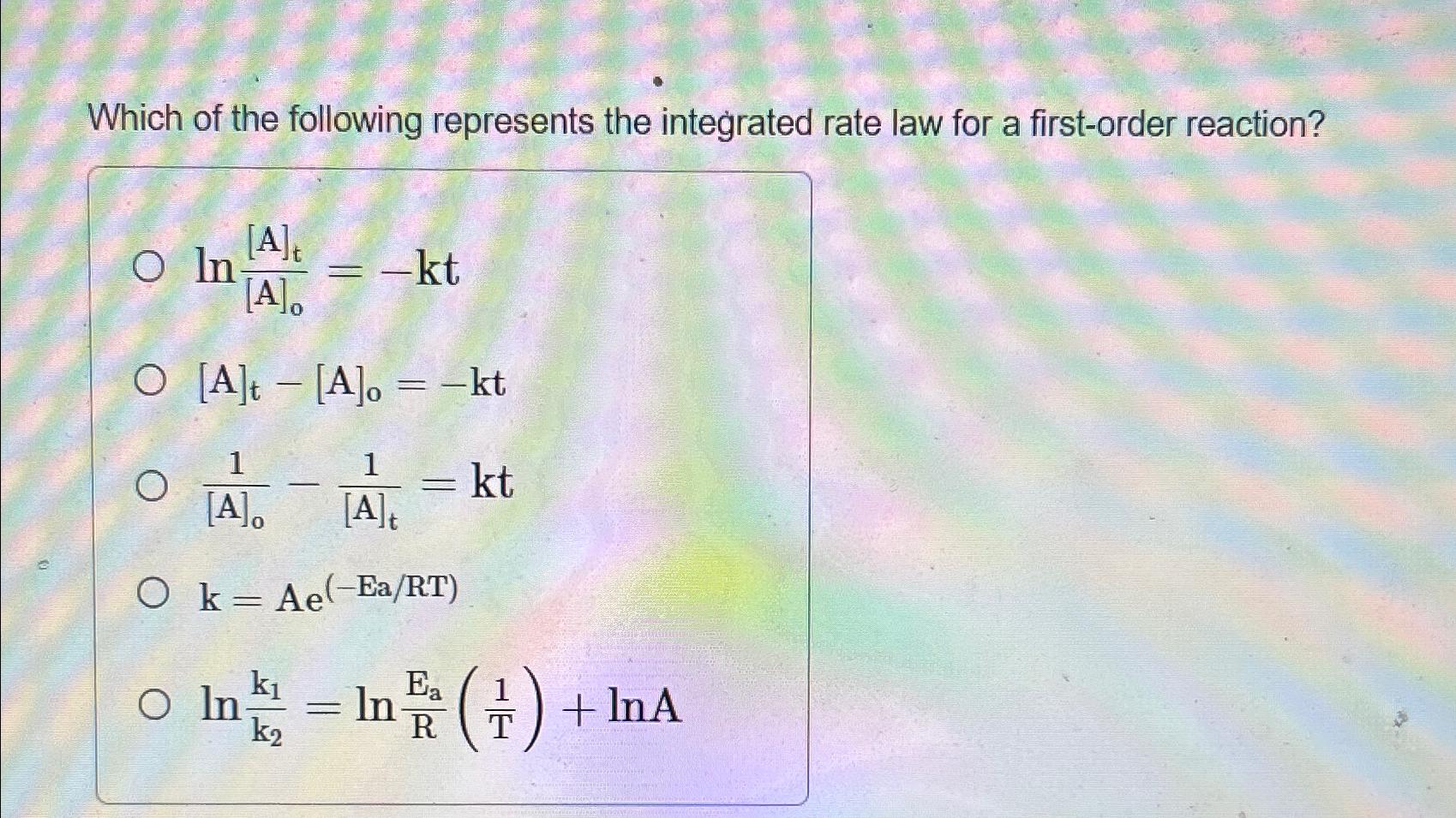 Solved Which of the following represents the integrated rate | Chegg.com