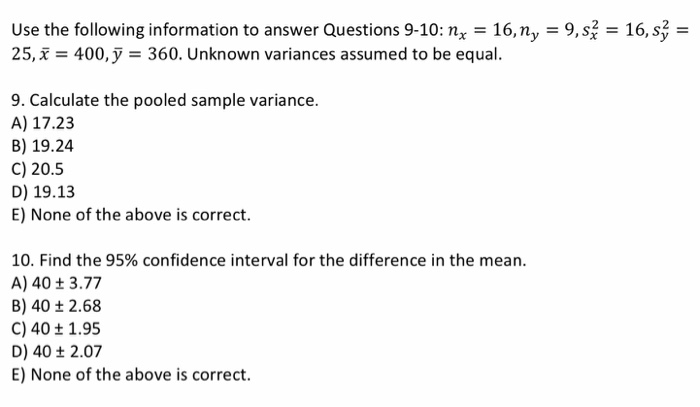 Solved II Use the following information to answer Questions | Chegg.com