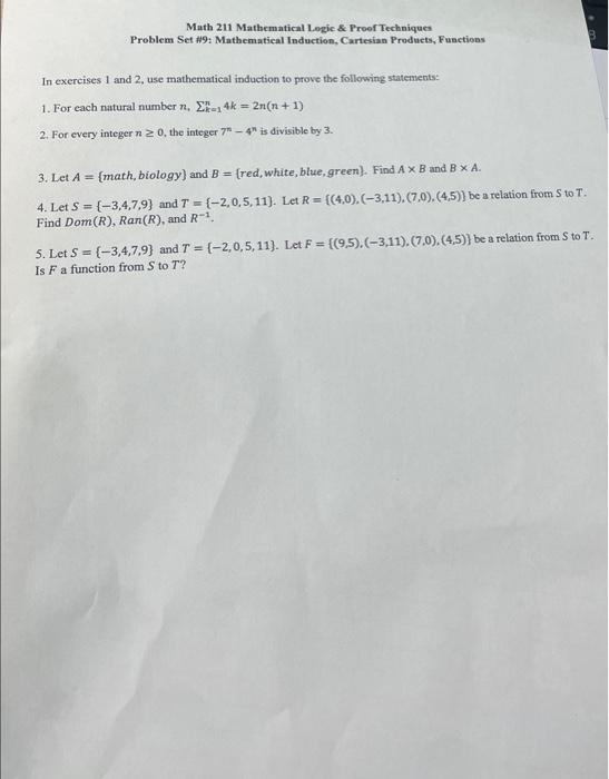 Solved Math 211 Mathematical Logic \& Proof Techniques | Chegg.com