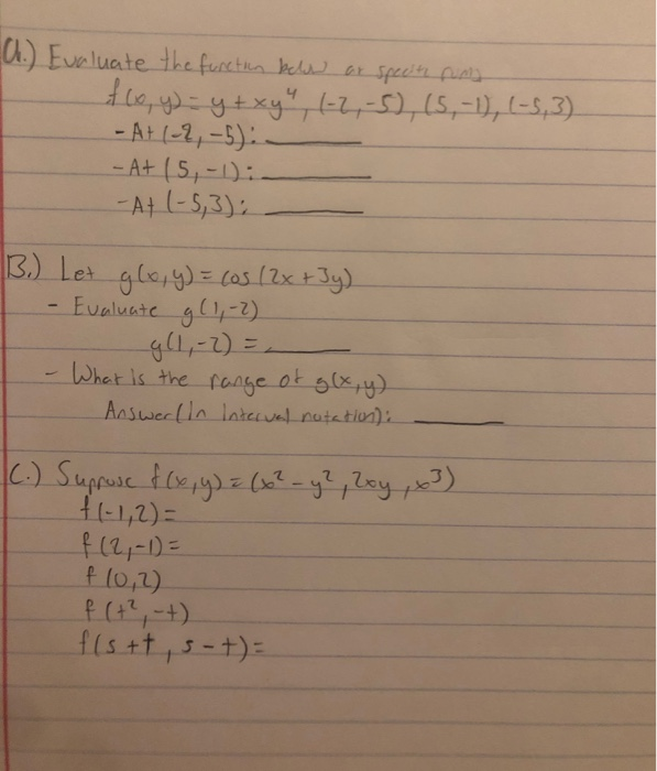 Solved C Evaluate The Function Below Ar Specite Nas 166 Chegg Com