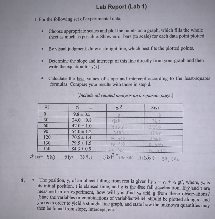 Solved Lab Report (Lab 1) 1. For The Following Set Of | Chegg.com