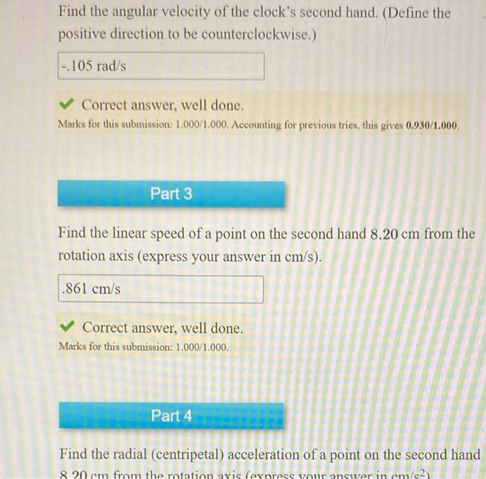 Solved Description of Rotational Motion ** plete points